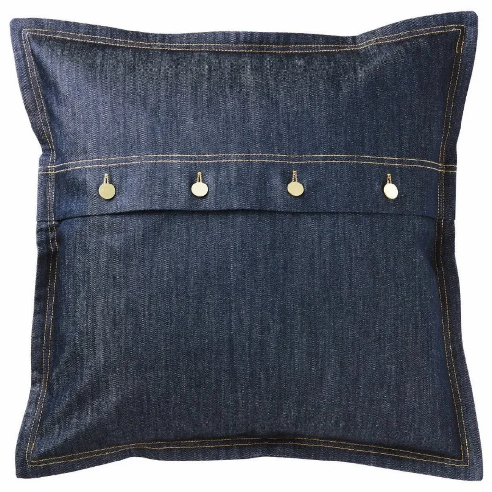 IKEA Denim Sissil Button Accent Throw Pillow Cover Only 20”x20”